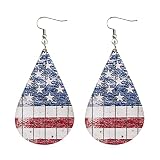 Dressy Earrings for Women USA American Flag Dangle Interesting Drop and Sunflowers Shape Bohemian Ea