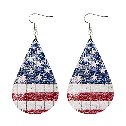 Dressy Earrings For Women Usa American Flag Dangle Interesting Drop And Sunflowers Shape Bohemian Earrings For Women Patriotic 4Th Of July Independence Day Gift Star Stripes Wooden (A, One Size) #TOP22