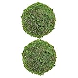 VALICLUD Bolas Decorativas de Musgo Artificial 2 Piezas 10 CM Adornos de Jardín y Hogar para Bodas Fiestas y Decoración Interior Relleno Naturalista y Duradero