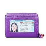 KALMORE Wallets for Women Genuine Leather Double Zipper RFID Blocking Purse with Coin Pocket, Cardholder and ID Window