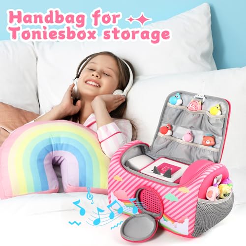 OUKNAK Carrying Case for Toniebox Starter Set, Storage Carrier Bag for Toniebox Audio Player Carrying Box for Toniebox Accessories Travel Carrying Bag for Toniebox (Pink) - Thumbnail 7