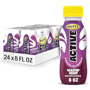 Mott’s Active Blastin’ Berry Hydrating Juice Beverage, 8 Fl Oz Bottles, 24 Count (4 Packs Of 6), Made With Naturally Sourced Electrolytes & Coconut Water, Gluten & Caffeine-free, Kosher