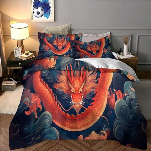 Housse de couette dragon lit simple microfibre sans repassage - 6