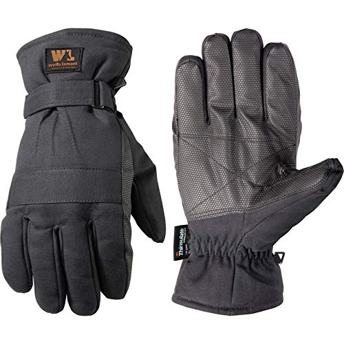 Wells Lamont Men's Insulated Duck Fabric Black Winter Gloves, Extra Large 1075K