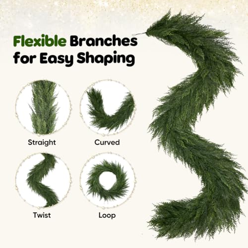 6FT Christmas Garland Soft Layered Greenery Real Touch Cedar Garland - image 7