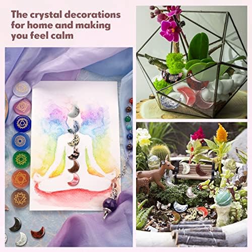 Nuenen 36 Pieces 1.2 Inch Moon Crystal Worry Stone Bulks Large Size Chakra Stones Assorted Palm Pocket Quartz Gemstone Gift for Witchcraft Meditation Reiki Balancing Home Decor, (Nuenen-23568)