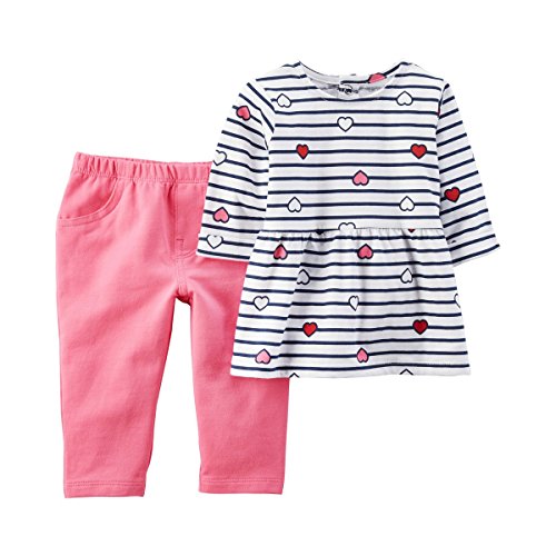 Ensemble 2 pièces bébé fille avec haut cœurs et pantalon en molleton 6 mois
