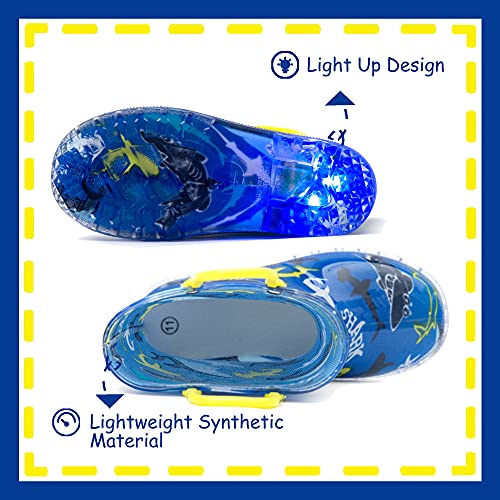 image for Outee Toddler Boys Rain Boots Little Kids Baby Light Up Printed Waterp