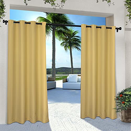 Exclusive Home Cabana Solid Indoor/Outdoor Light Filtering Grommet Top Curtain Panel, 54"X96", Sundress Yellow, Set Of 2 #TOP4
