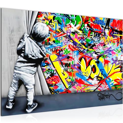 Runa Art Cuadro Moderno Behind the curtain - 100% Made In Germany - Street Art Graffiti Sala 043515a