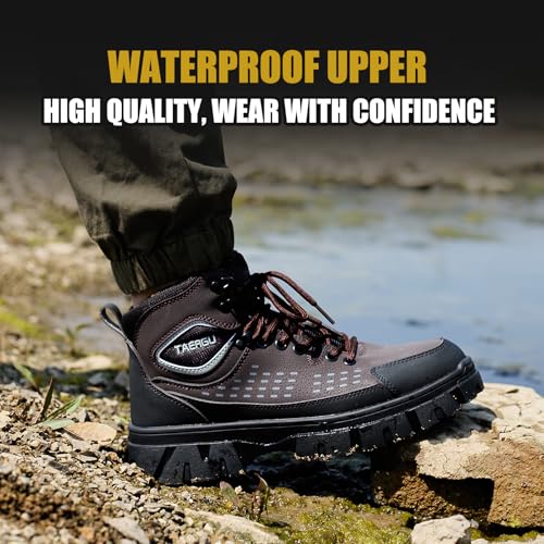 TAERGU Steel Toe Work Boots For Men 6" Waterproof Safety Boots Indestructible Industrial Boot Mens Steel Toe Shoes Botas De Trabajo,Brown,US 10 by TAERGU - Used condition - Image 3
