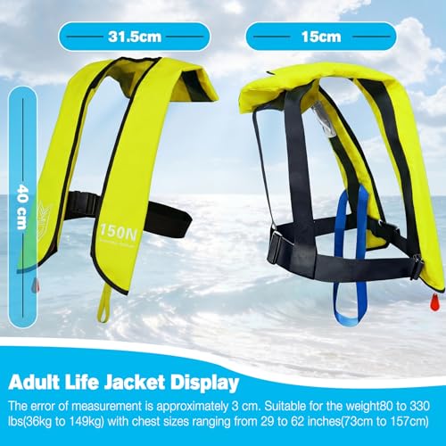 Image of Inflatable Life-Jacket for Adults| Life-Vest Inflation-PFD with Whistle| Automatic & Manual Lightweight Supports up to 300 lbs for Kayaking Fishing Boating