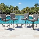 STRPRETTY BASIC Patio Swivel Bar Stools Set of 4, Outdoor Bar Height Swivel...