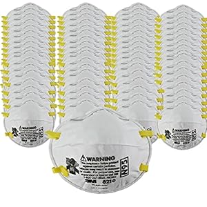 3M Personal Protective Equipment Particulate Respirator 8210, Pack of 160, N95, Disposable, NIOSH APPROVED, Smoke, Dust, Grinding, Sanding, Sawing, Sweeping