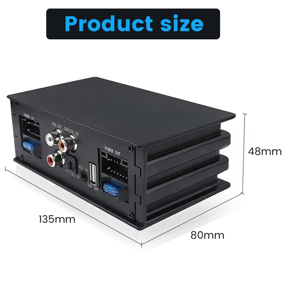 Procesador Amplificador para AutomóVil de 4X50 W Compatible con 10 Efectos de Sonido EQ Procesadores de Sonido Digitales Amplificador de Potencia de Audio Plug y Play
