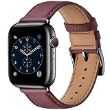 [MNBVCXZ] コンパチブル アップルウォッチ バンド 革 46mm 42mm 44mm 45mm 49mm 40mm 41mm 38mm コンパチブル Watch バンド 本革 レザー ビジネス 男女兼用 コンパチブル iWatch Ultra/Ultra2/SE/SE2/Series10/9/8/7/6/5/4/3/2/1に対応(ワインレッド・ブラック)