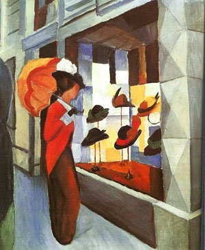 Peinture à l'huile Auguste Macke pour habiller un grand mur vide Before The Hat Shop