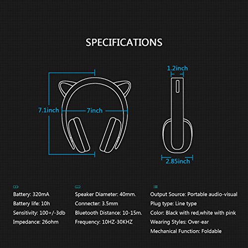 Censi Music Headset Headphone Creative Cat Ear Stereo Over-Ear Game Gaming Bass Headset Noise Canceling Headband Earphone For Ipad, Pc, Iphone And Android Smartphones (White, Wired) #TOP5