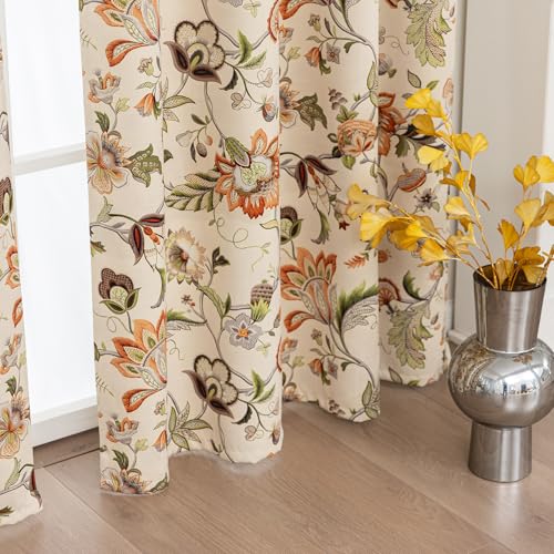 Image of 80% Blackout Curtains for Bedroom, Paisley Floral Pattern Window Drapes 96 Inch Length for Living Room, Thermal Insulated Grommet Curtains, 2 Panels