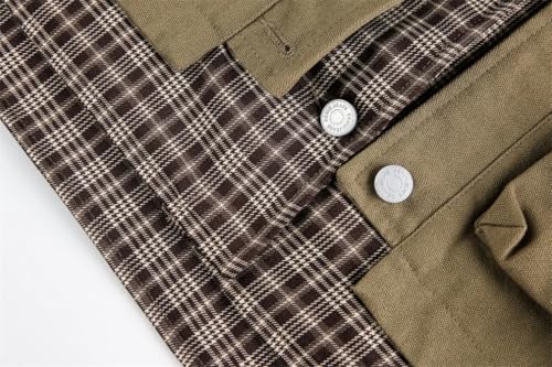 Faux Two-Piece Work Jacket Mens Pocket Autumn Casual Loose Lapel Spliced Single Breasted Coats4