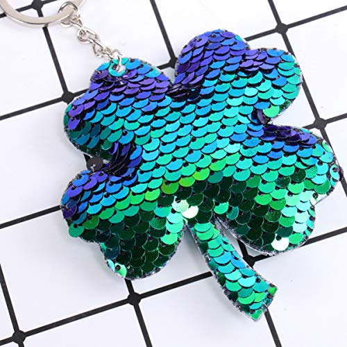 Amosfun 4 peças Chaveiro de trevo de quatro folhas com lantejoulas e lantejoulas para pendurar enfei