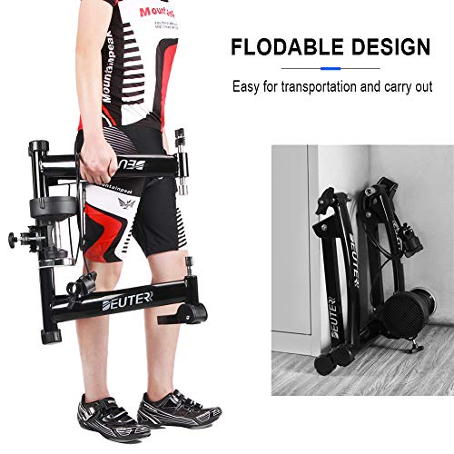Bike Trainer, Magnetic Bicycle Stationary Stand For Indoor Exercise Riding, 26-29" & 700C Wheels, Quick Release Skewer & Front Wheel Riser Block Included #TOP6