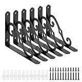 ICOOL 6 Pack Decorative Shelf Bracket, 8 Inch Heavy Duty DIY Wall Floating Shelf Brackets for Home W
