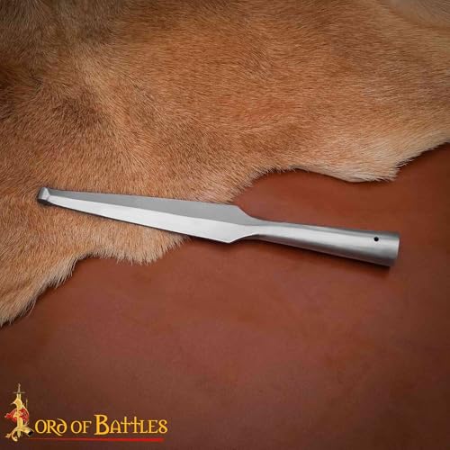 Medieval Spear Head Hand Forged from Carbon Steel Functional Viking Spearhead Combat Battle Ready Armor Hunting Lozenge Throwing Spearhead LARP SCA (12 Inches - Blunt Polish)