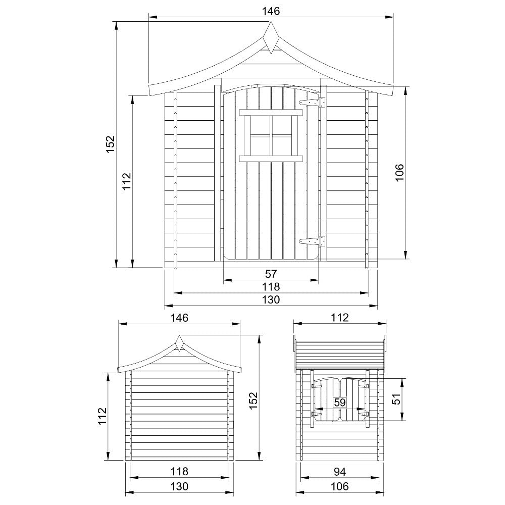 Casa de Madera para niños Exterior TIMBELA M550-1 112x146x152 cm 1,1m2
