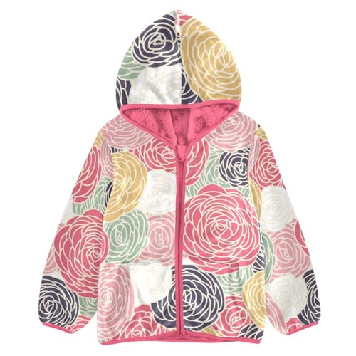 OTVEE Colorful Flowers Floral Kids Hoodie Jacket Fall Spring Full Zip Warm Outwear Coat