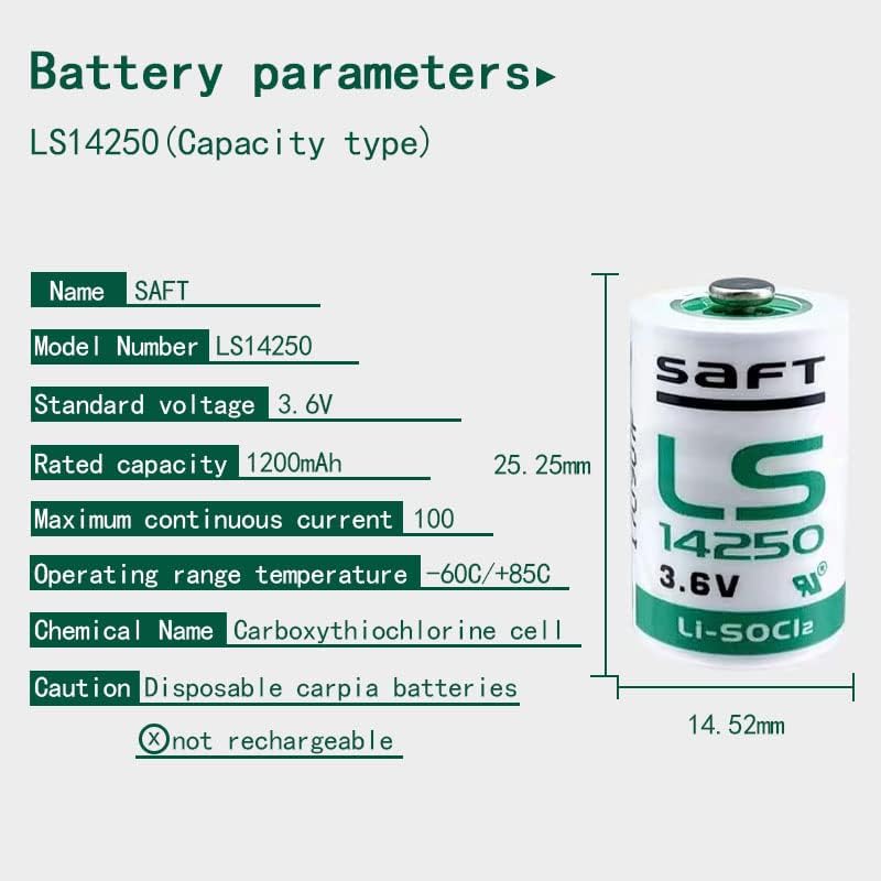 Miniatura 2 de Paquete de 40 baterías de litio LS14250 de 3.6 V de 1200 mAh para batería Saft LS14250 para batería XL-050F, LS 14250