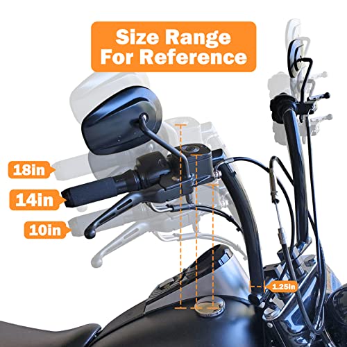 Weisen Chrome Edge Cut 10" Rise Mini Ape Monkey Bar Handlebar 1-1/4" Easy Wire Compatible With Harley Dyna Sofail Touring Road Glide Road King #TOP1
