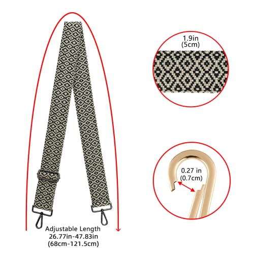 Image of ZOOEASS Nickel Buckles Wide Shoulder Strap Adjustable Replacement Belt Gun Buckles Guitar Style Crossbody Bag Strap
