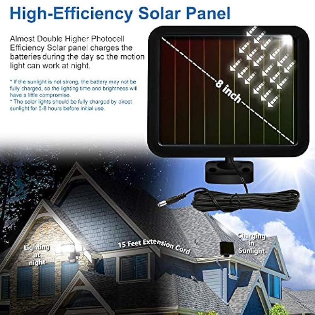 AmeriTop Solar Lights Outdoor, Super Bright 1600LM LED 6000K Solar Motion Sensor Lights with Wide Angle Illumination; 3 Adjustable Heads, IP65 Waterproof Outdoor Security Lighting (Black)