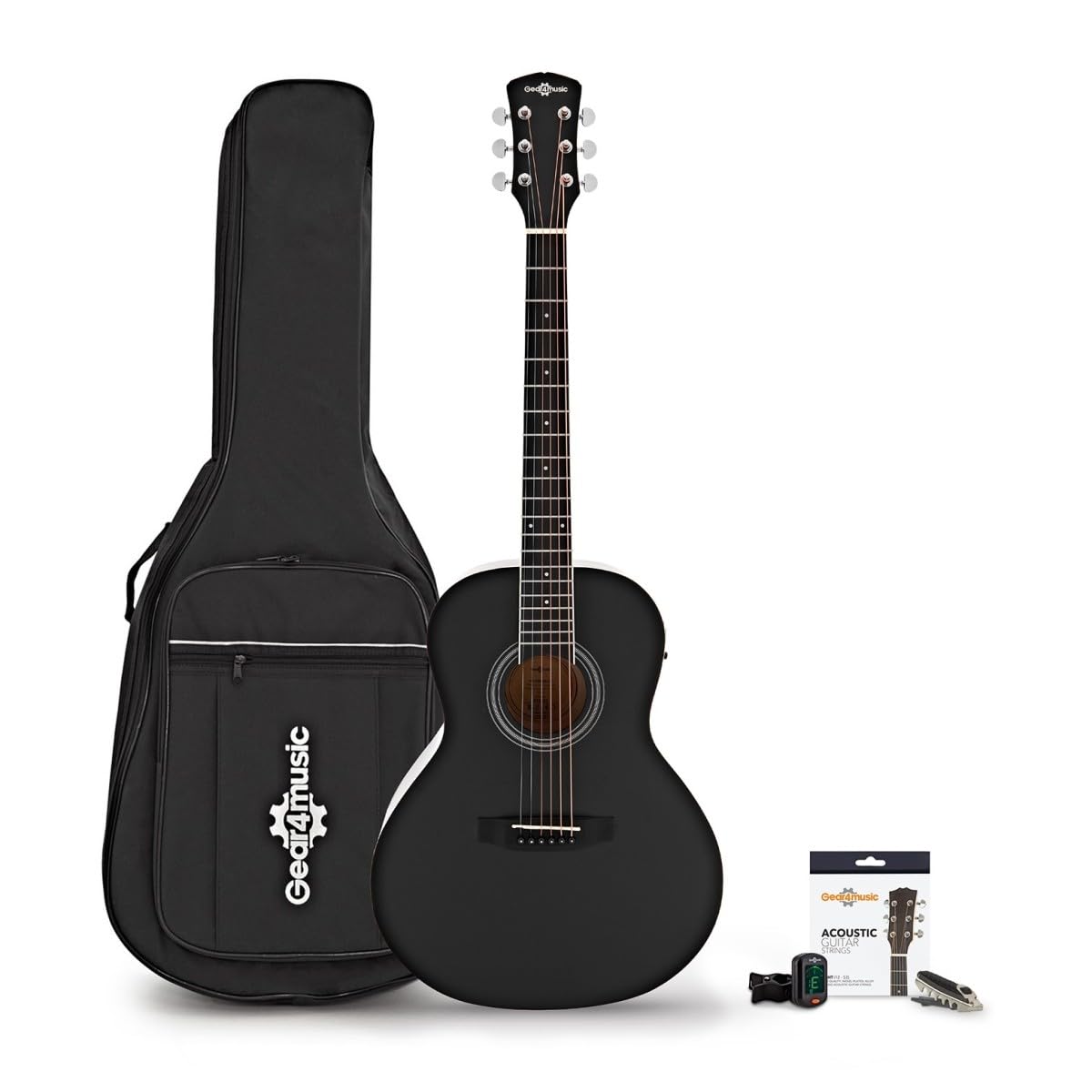 Chitarra Parlour Mancina Elettroacustica e Accessori, Nero | Mancina con Preamplificatore EQ 3 Bande, Tiglio per Toni Chiari ed Equilibrati, Borsa Corde Accordatore e Capotasto, Nero