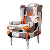 Highdi Funda de Sillón Orejero Elástica 2 Piezas con Cojin Separado, Club (Amarillo Moderno)