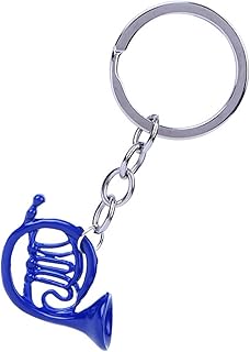 [Ongwan] ミニキーチェーン キーリング フレンチホルンモデル バッグ キーチェーン チャーム ペンダント ジュエリーギフト 鮮やかな外見 製 3x2.5cm 青 美しい手触り ミュージシャンに 男女共用