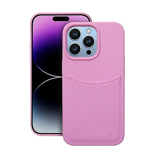 Luxe étui iPhone 14 Pro Max en cuir PU rose finition premium texturée