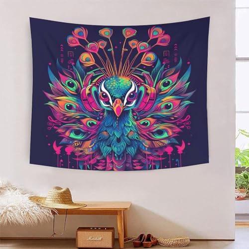 Tapisserie murale oiseaux 3D grand format 180x230 cm pour salon
