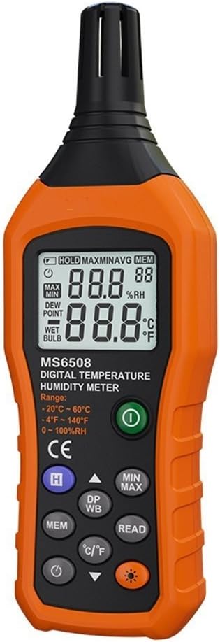 VLIKE 6508 Digital Temperature Humidity Meter for Industry Agriculture Meteorology and Daily Life with Ambient Dew Point Wet Bulb Portable and Hand-held