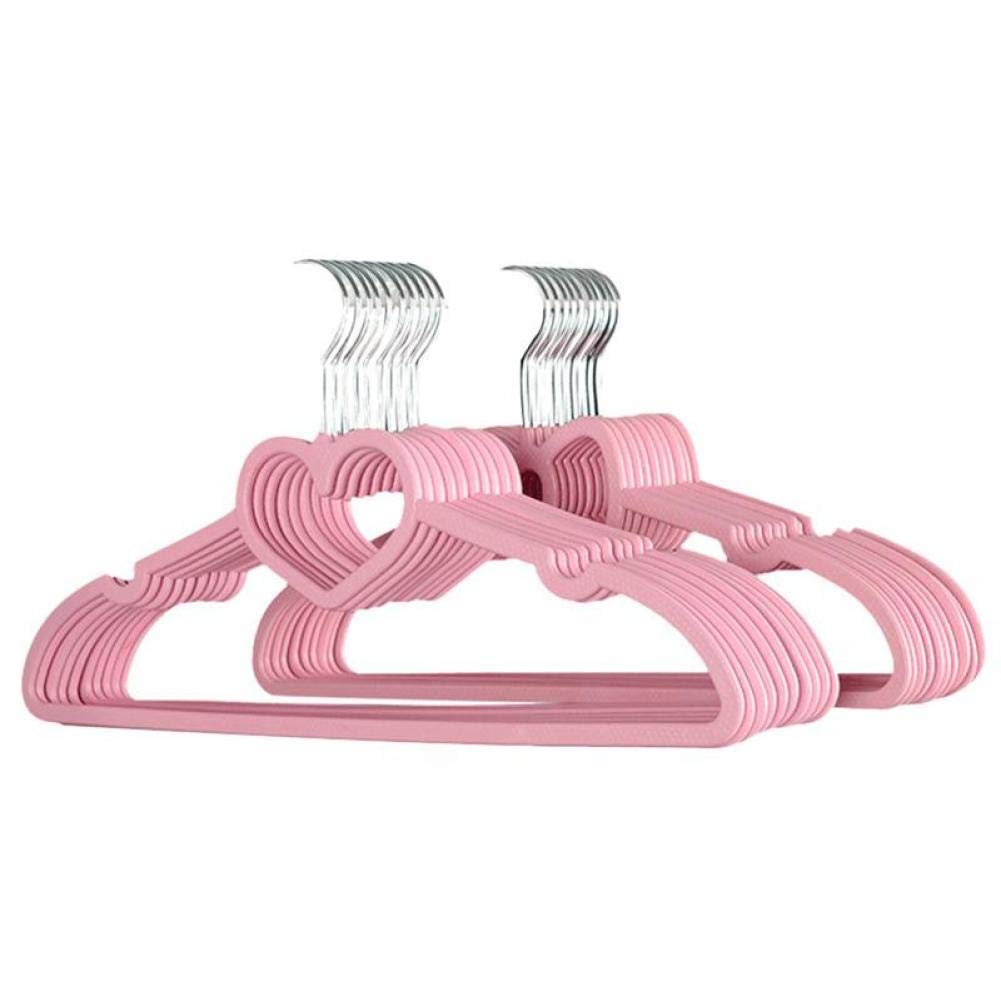 10 perchas duraderas con patrón de corazón para adultos y niños, perchas de ABS rosa, ideales para nización de ropa y soluciones de ahorro de espacio