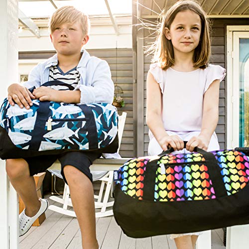 Image of Wildkin Kids Overnighter Duffel Bag - Carry-On Size, Ideal for School & Sleepovers - Sharks
