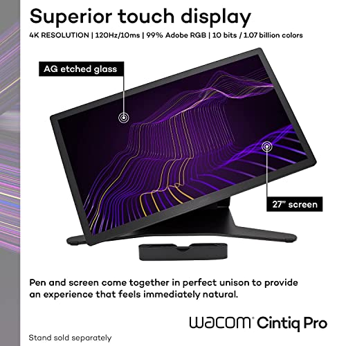 Image of Wacom Cintiq Pro 27 Creative Pen Display (4K Graphic Drawing Monitor with 8192 Pen Pressure and 99% Adobe RGB (DTH271K0A), Black