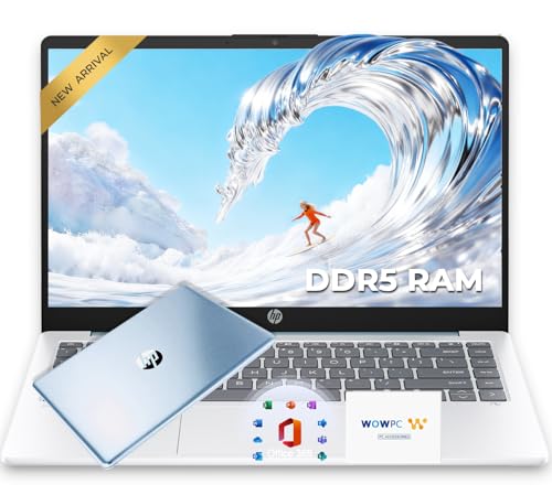 HP Moonlight Blue Laptop with Microsoft 365 • AMD High Performance Processor • 4GB DDR5 RAM • 1.1TB Storage (128GB SSD + 1TB OneDrive) • Anti-Glare Display • Windows 11 • Long Battery Life