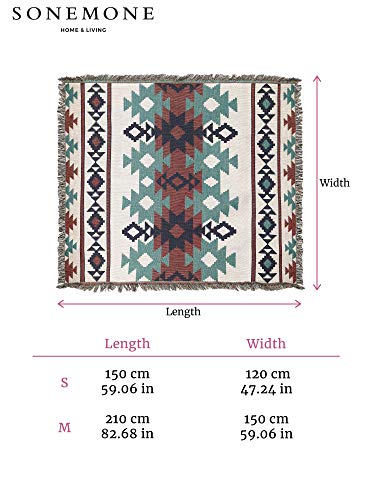 Sonemone Aztec Throw Blanket Southwest Tribal Blankets With Tassel Native American Throws Cover For Couch Chair Sofa Bed Outdoor Beach Travel 60"X80", Multicolor #TOP5