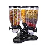 TRUSBER Triple Cereal Dispenser Three Dry Food Dispensing Grains Candy Dstributor with Twist Airtight Cover for Home&Kitchen