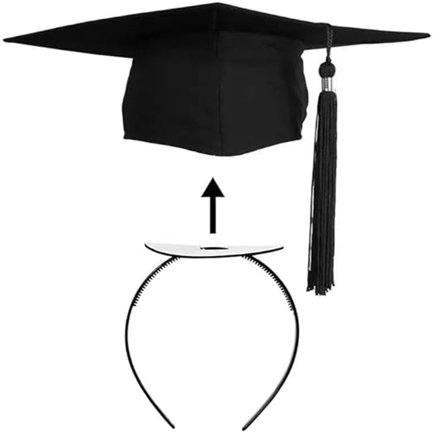 Graduation Cap Headband, Black Graduation Hat Headband, Secures Your Graduation Cap, Hair Style Hat Accessories for Graduates (Graduation Cap Not Included)
