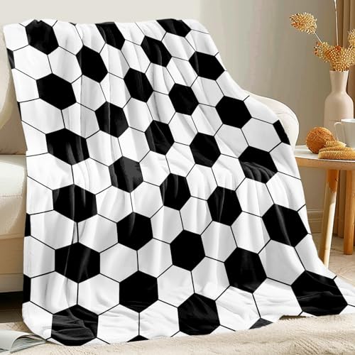 Image of KING DARE Soccer Blanket - Soft Fleece Throw for Kids, Unique Soccer Gifts for Boys & Girls 6-12, 40x50 Inch