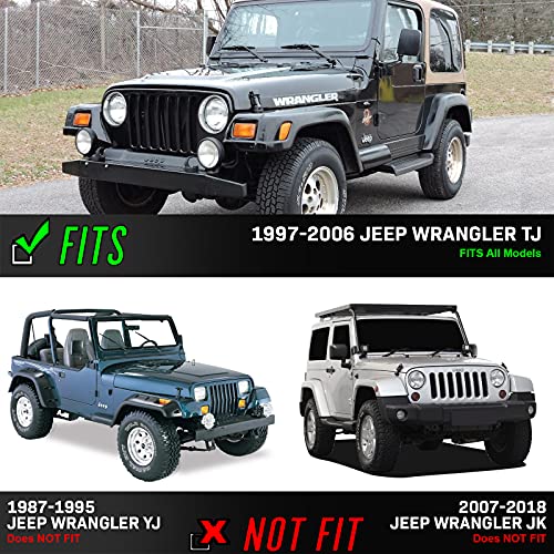 Usr Side Marker Lights - 4 Pieces Combo Smoke Lens Bumper Turn Signal Lamps + Fender Side Markers Set Compatible With 1997-2006 Wrangler Tj Chass (Smoked With X4 Amber Bulbs Included) #TOP1
