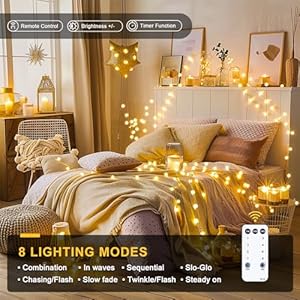 Jmexsuss 100 led connectable globe string lights indoor bedroom 33ft warm white christmas string lights plug in with remote 8mode hanging fairy lights outdoor for room classroom party decor  urban country home decor